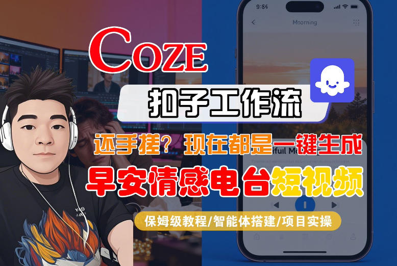 【Coze工作流搭建实操教程】【coze】早安情感电台日签视频还在手动做?用扣子工作流自动生成,省时90%-小白网创