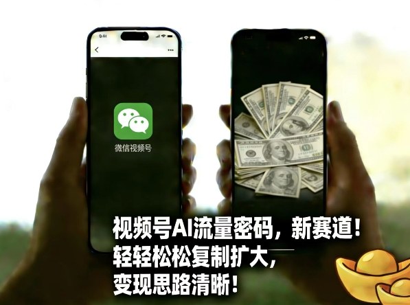 视频号AI流量密码新赛道，轻轻松松复制扩大，变现思路清晰-小白网创
