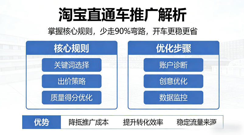 淘宝直通车推广解析，掌握核心规则，少走90%弯路，开车更稳更省-小白网创