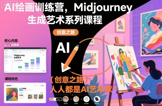 AI绘画训练营,Midjourney生成艺术系列课程,人人都是AI艺术家-小白网创