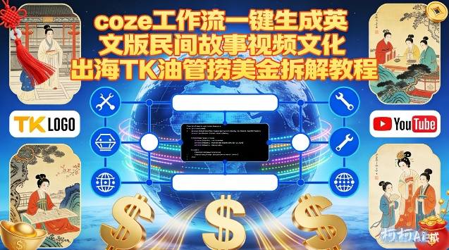 Coze扣子工作流一键生成英文版民间故事视频,文化出海TK油管捞美金拆解教程-小白网创