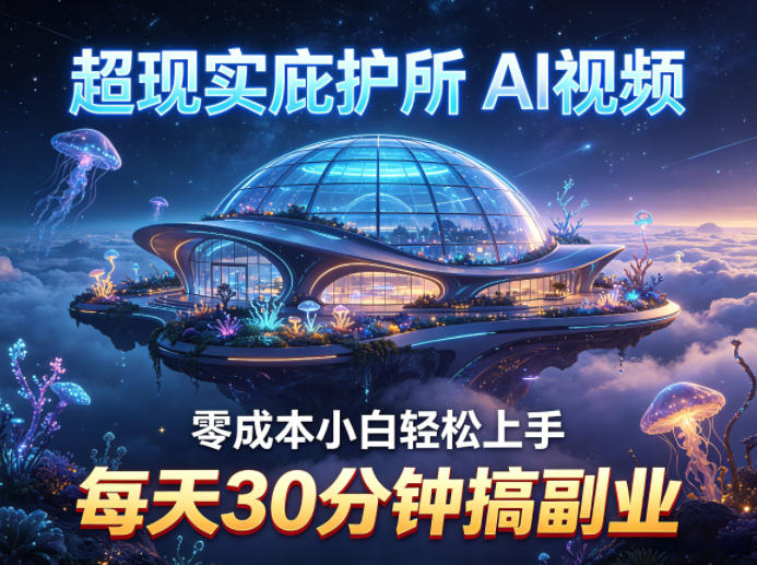 超现实庇护所AI视频项目拆解，零成本小白轻松上手，每天30分钟搞副业-小白网创