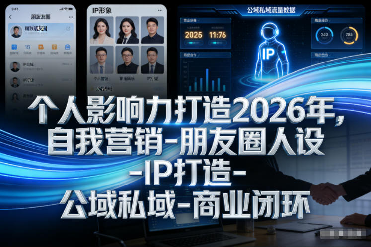 个人影响力打造2026年，自我营销-朋友圈人设-IP打造-公域私域-商业闭环-小白网创