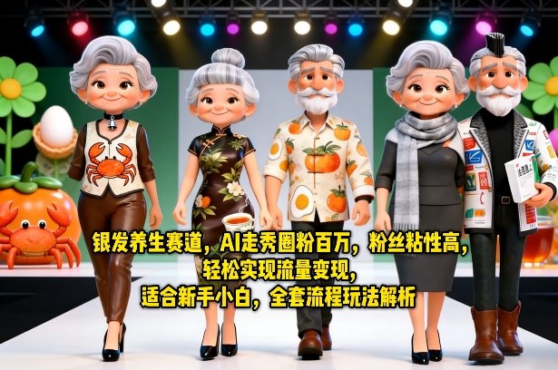 银发养生赛道，AI走秀圈粉百万，粉丝粘性高，轻松实现流量变现，适合新手小白，全套流程玩法解析-小白网创