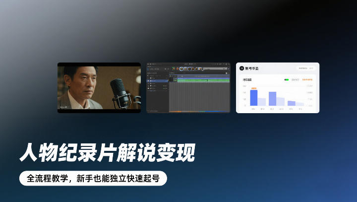 人物纪录片解说变现，全流程教学，新手也能独立快速起号-小白网创