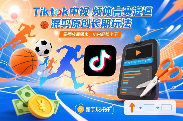 Tiktok中视频体育赛道混剪原创长期玩法,靠播放量賺米,小白轻松上手-小白网创