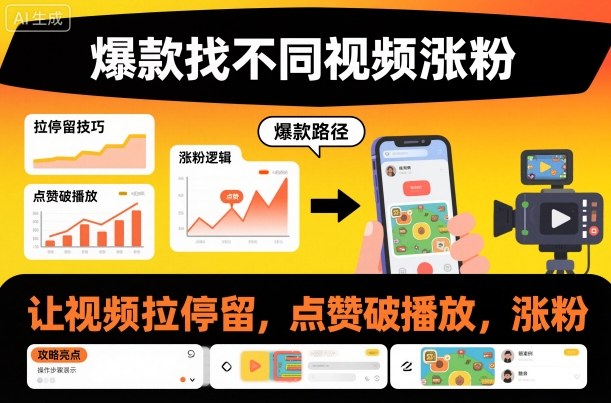 爆款找不同视频涨粉,让视频拉停留,实现点赞,破播放,涨粉-小白网创