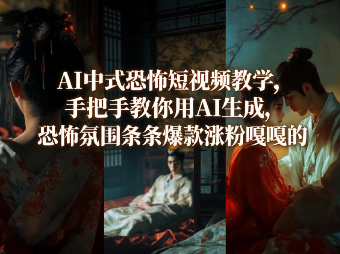 AI中式恐怖短视频教学，手把手教你用AI生成，恐怖氛围条条爆款涨粉嘎嘎的-小白网创