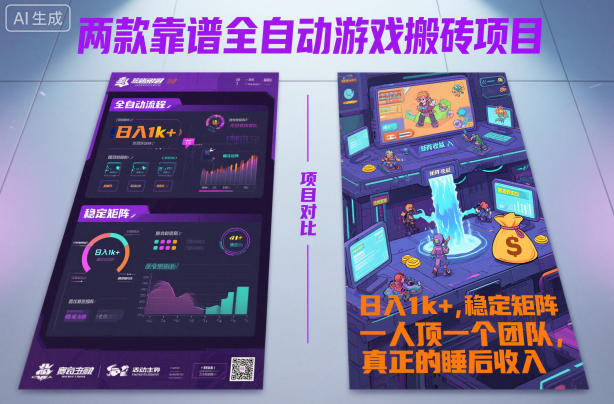 两款靠谱全自动游戏搬砖项目，日入1k+，稳定可矩阵，一人顶一个团队，真正的睡后收入【揭秘】-小白网创