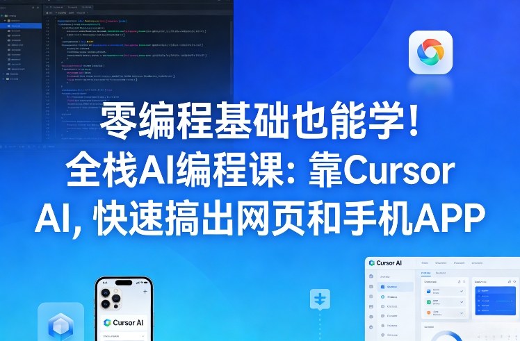 零编程基础也能学！全栈AI编程课：靠Cursor AI，快速搞出网页和手机APP-小白网创