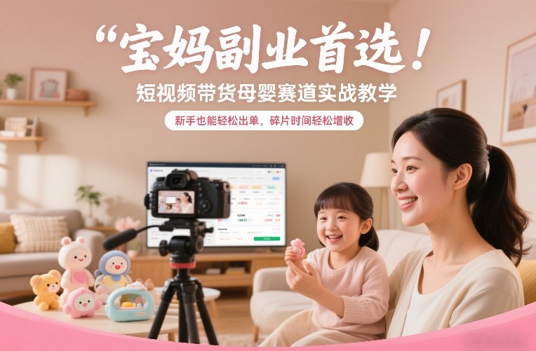 宝妈副业首选!短视频带货母婴赛道实战教学,新手也能轻松出单,碎片时间轻松增收-小白网创