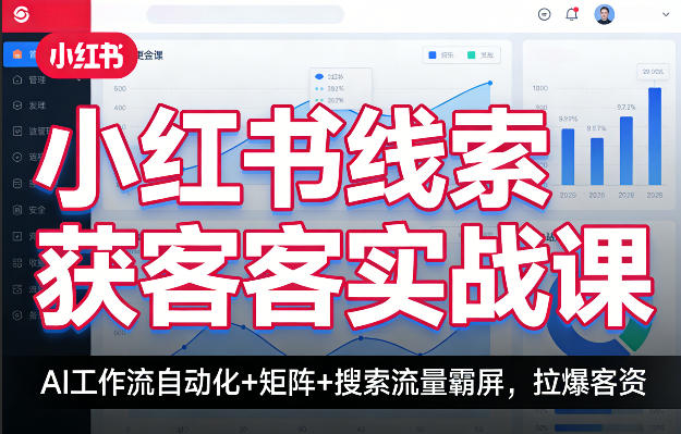 小红书线索获客实战课，AI工作流自动化+矩阵+搜索流量霸屏，拉爆客资-小白网创