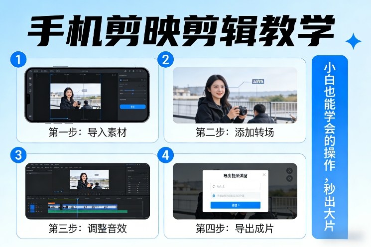 手机剪映剪辑教学，小白也能学会的操作，秒出大片-小白网创