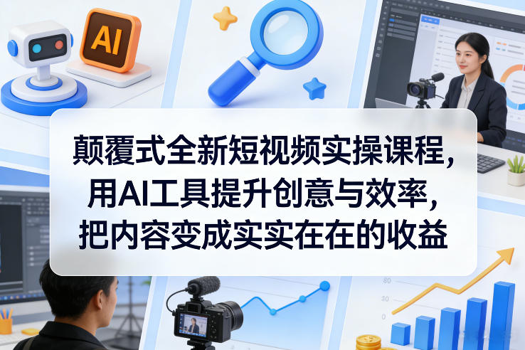 颠覆式全新短视频实操课程，用AI工具提升创意与效率，把内容变成实实在在的收益-小白网创