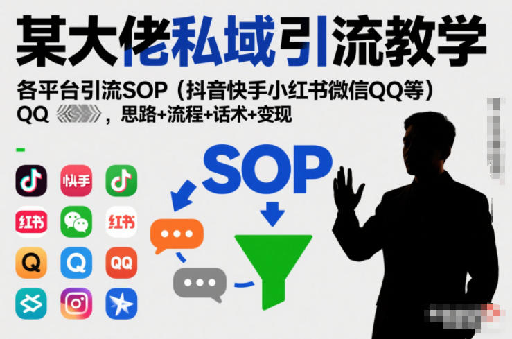 某大佬私域引流教学，各平台引流SOP（抖音快手小红书微信QQ等），思路+流程+话术+变现-小白网创