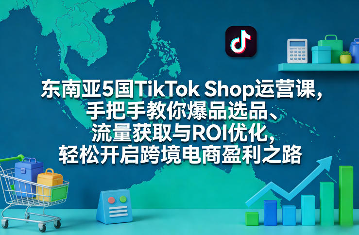 东南亚5国TikTok Shop运营课，手把手教你爆品选品、流量获取与ROI优化，轻松开启跨境电商盈利之路-小白网创