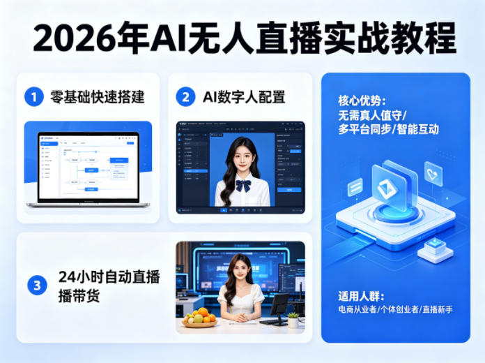 2026年AI无人直播实战教程，零基础也能快速搭建AI数字人无人直播间，实现24小时自动直播带货-小白网创