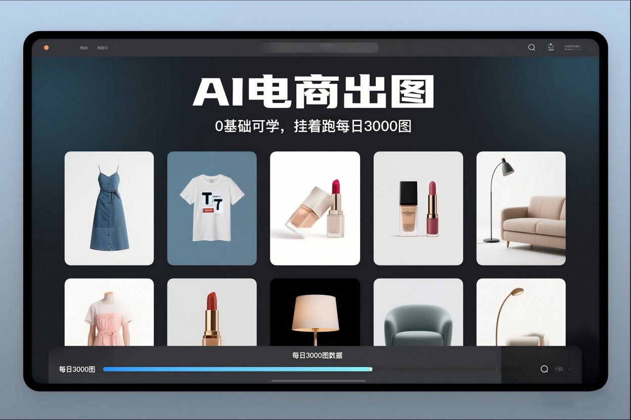 AI电商出图，0基础可学，挂着跑每日3000图-小白网创