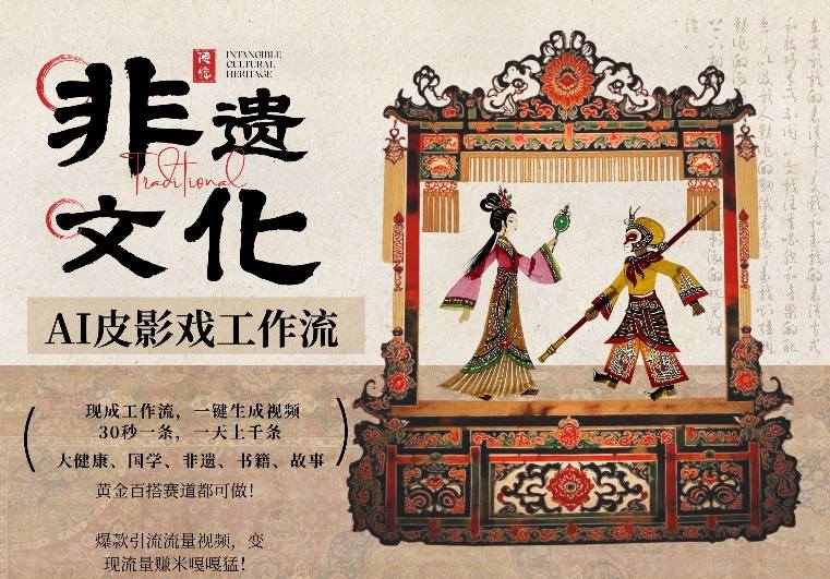 AI一键生成民俗文化非遗皮影戏视频，一刀不剪无需剪辑，30S一条，一天上百条，流量财富嘎嘎猛-小白网创