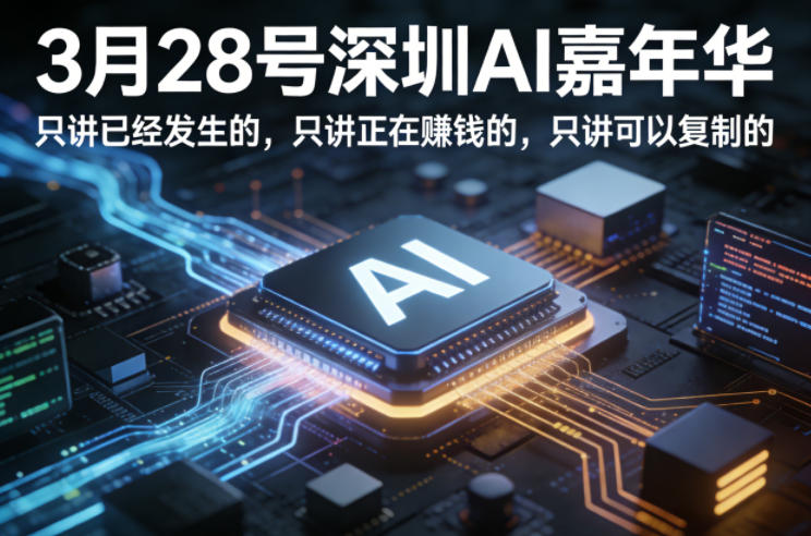 3月28号深圳AI嘉年华，只讲已经发生的，只讲正在賺钱的，只讲可以复制的-小白网创