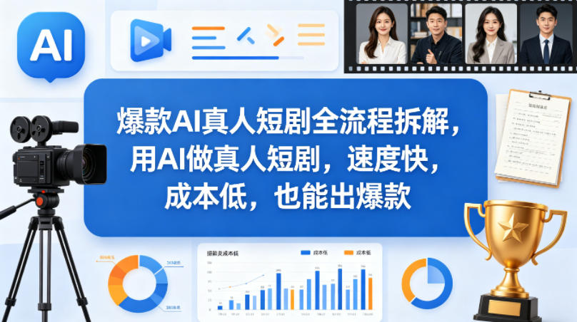 爆款AI真人短剧全流程拆解，用AI做真人短剧，速度快，成本低，也能出爆款-小白网创