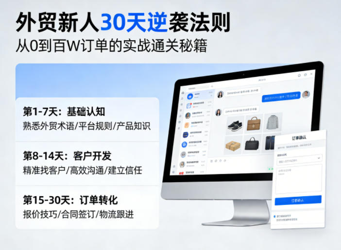 外贸新人30天逆袭法则，教你从0到百W订单的实战通关秘籍-小白网创