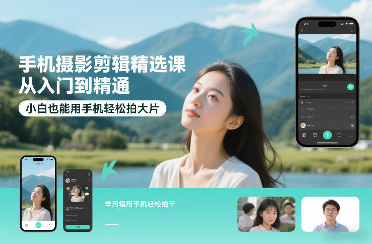 手机摄影剪辑精选课，从入门到精通，小白也能用手机轻松拍大片-小白网创