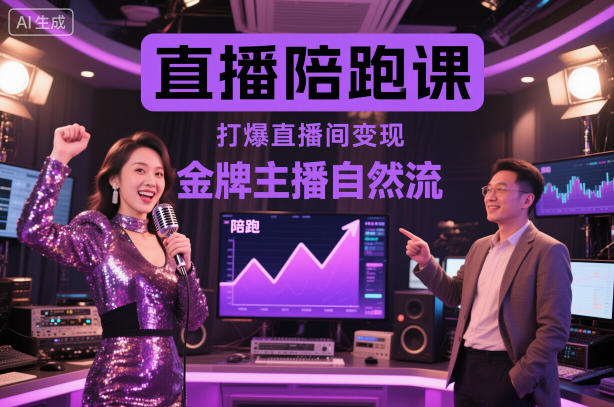 直播陪跑课，金牌主播自然流打爆直播间，复制高变现玩法-小白网创