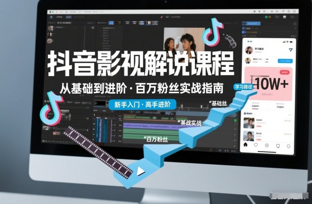 抖音百万粉丝影视解说课程,基础到进阶课,适合新手和进阶学习-小白网创