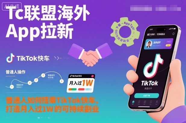 Tc联盟海外App拉新:普通人如何搭乘TikTok快车,打造月入过1W的可持续副业-小白网创