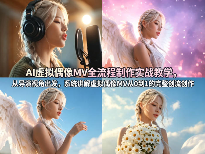 AI虚拟偶像MV全流程制作实战教学，从导演视角出发，系统讲解虚拟偶像MV从0到1的完整创作流程-小白网创