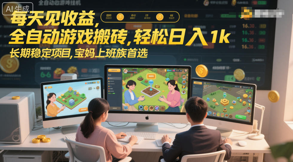 每天见收益，全自动游戏搬砖，轻松日入1k，长期稳定项目，宝妈上班族首选【揭秘】-小白网创