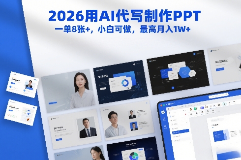 2026用AI代写制作PPT，一单8张+，小白可做，最高月入1W+-小白网创
