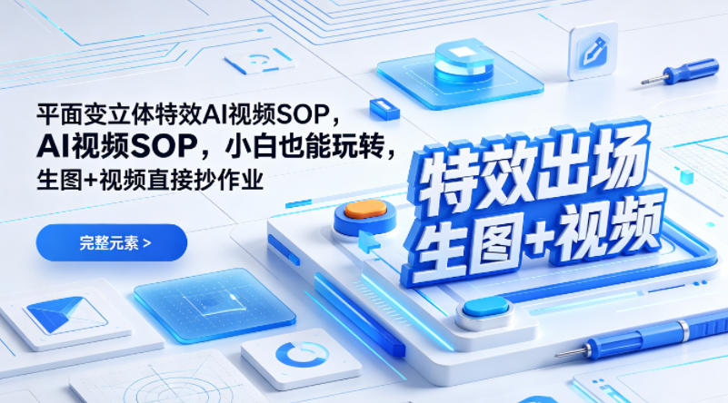 （特效出场）平面变立体特效AI视频SOP，小白也能玩转，生图+视频直接抄作业-小白网创