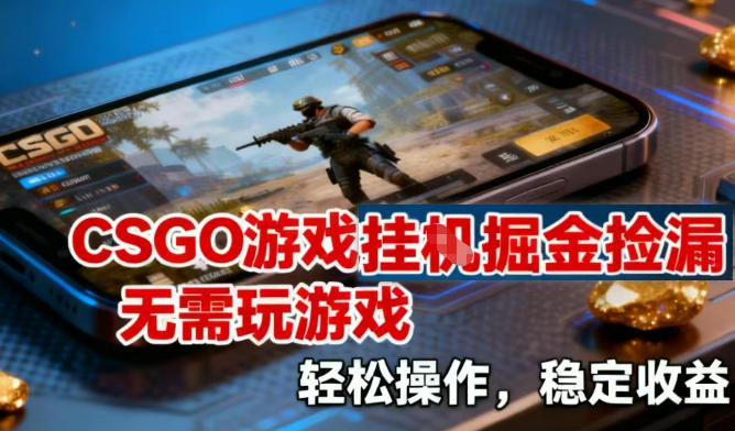 CSGO游戏挂G掘金捡漏，不需要玩游戏，操作简单，收益稳定【揭秘】-小白网创