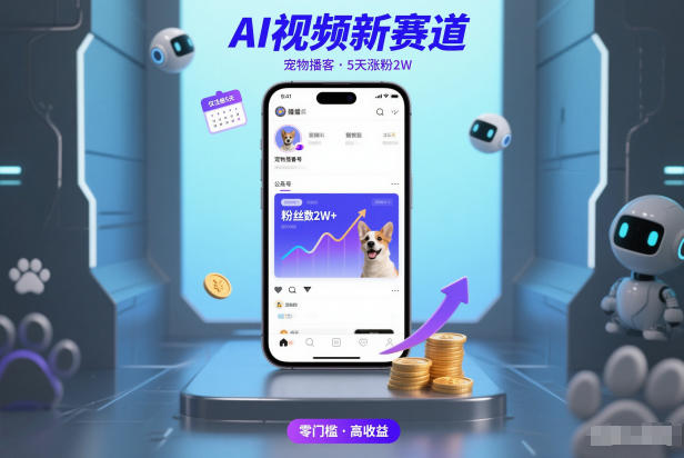 AI视频新赛道，宠物播客仅注册5天涨粉2W，收益非常可观-小白网创