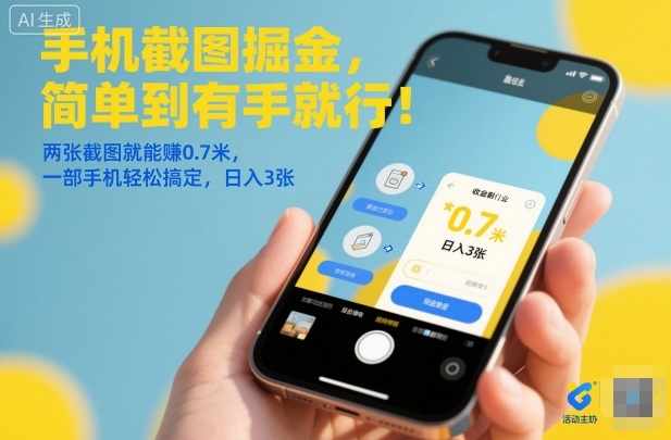 手机截图掘金,简单到有手就行!两张截图就能賺0.7米,一部手机轻松搞定,日入3张【揭秘】-小白网创