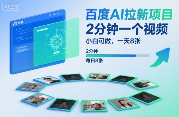 百度AI拉新项目，2分钟一个视频，小白可做，一天8张【附案例+保姆级教程】-小白网创