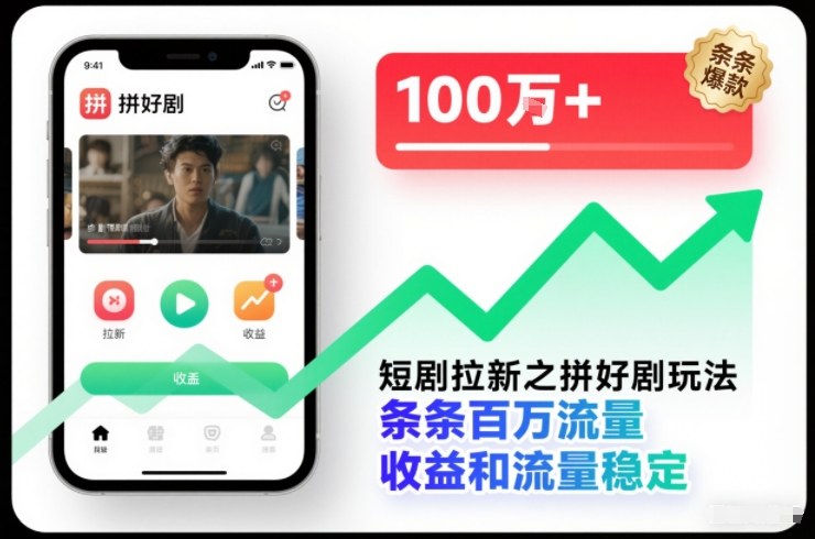 短剧拉新之拼好剧玩法，条条百万流量，收益和流量稳定-小白网创