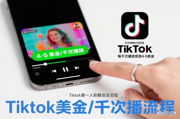 TK中视频计划项目，Tiktok第一人称解说流程，每干次播放奖励4-5美金-小白网创