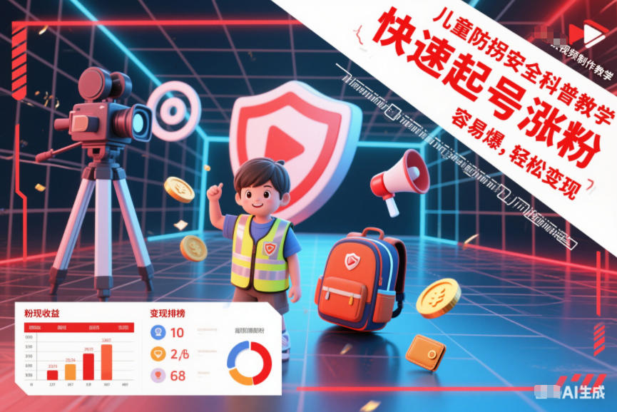 儿童防拐安全科普知识视频制作教学，快速起号涨粉，容易爆，轻松变现-小白网创