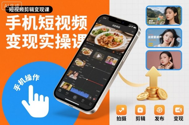 手机短视频变现实操课，短视频剪辑变现课-小白网创