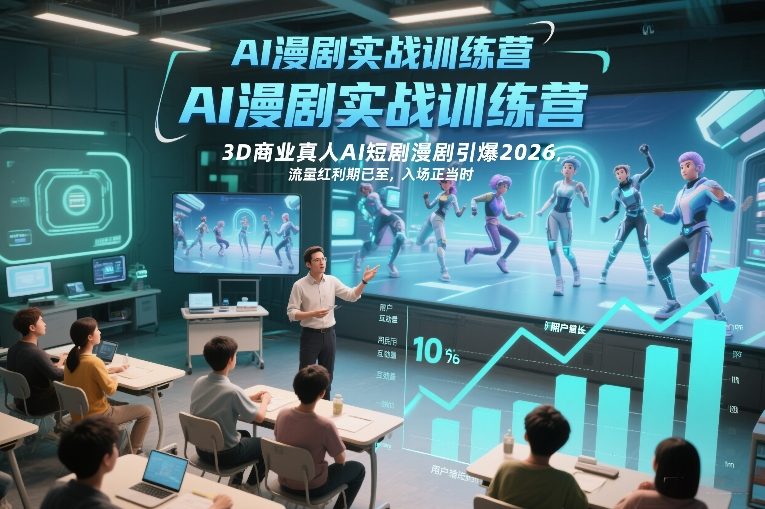 AI漫剧实战训练营，3D商业真人AI短剧漫剧引爆2026，流量红利期已至，入场正当时-小白网创