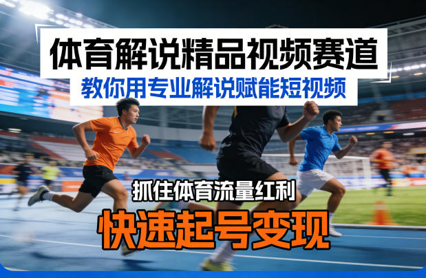 体育解说精品视频赛道，教你用专业解说赋能短视频，抓住体育流量红利，快速起号变现-小白网创