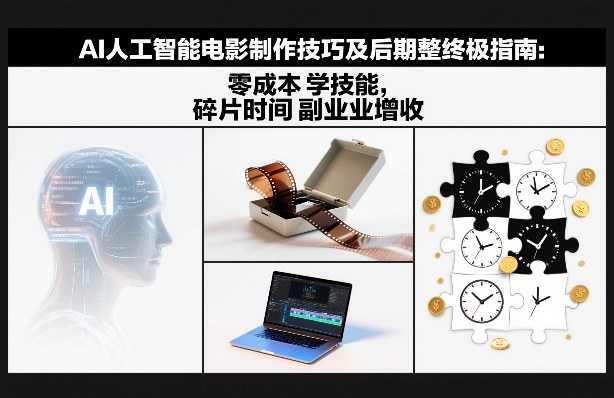 AI人工智能电影制作技巧及后期完整终极指南：零成本学技能，碎片时间副业增收-小白网创