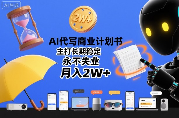 AI代写商业计划书，主打长期稳定，永不失业，月入2W+-小白网创
