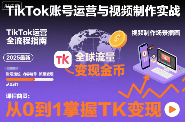 2025最新TikTok账号运营与视频制作实战全流程，从0到1掌握TK变现（含11月最新TK搬运技术）-小白网创