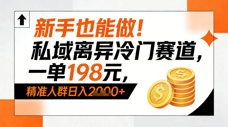 新手也能做！私域离异冷门赛道，一单198，精准人群日入1k+-小白网创