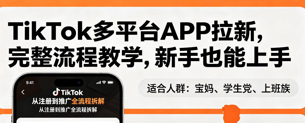 TikTok多平台APP拉新，完整流程教学，新手也能上手，轻松出海搞美金-小白网创