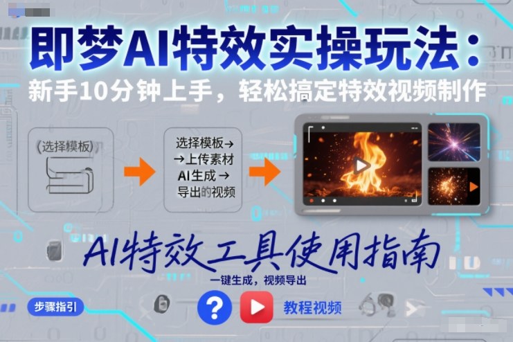 即梦AI特效实操玩法：新手10分钟上手，轻松搞定特效视频制作-小白网创